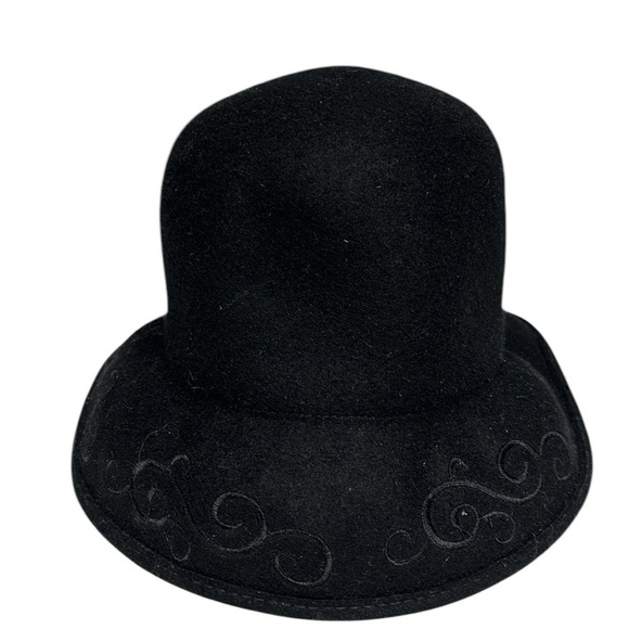 Axxents Accessories - Wool Embroidered bucket hat Black